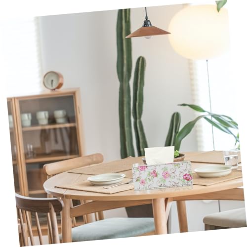 Boîte à mouchoirs cuir PU floral compacte distributeur élégant de table