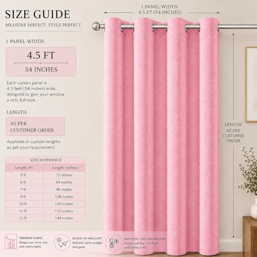 Image of Velvet Curtains | Heavy Soft Premium Velvet Drapes for Bedroom and Living Room | Semi Light Blocking, Thermal Insulated and Noise Reducing Window Panels | 5 Feet, Set of 2 (Baby Pink)