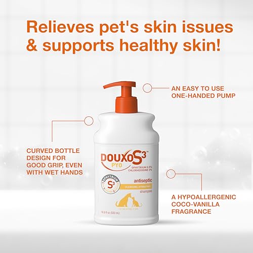 Douxo S3 Pyo Shampoo, Contains 3% Chlorhexidine & 0.5% Ophytrium, Antiseptic & Hydrating, For Bacterial or Yeast Skin Infections, For Dogs and Cats, 16.9 fl. oz. (500mL) - Image 6