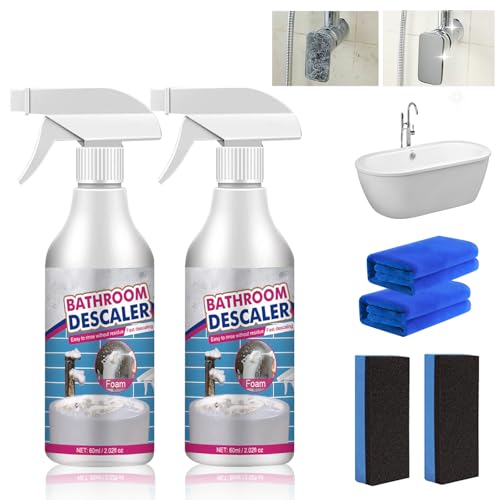 Bathroom Descaler Foam 2 Stück Stubborn Stains Cleaner Limescale Cleaner Shower Bathroom Descaler Spray Descaling Cleaning Agent für Toilet Bath Shower Glass