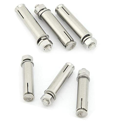 Image of Hex Expansion Bolt Hex Head Nut Sleeve Expansion Screw 304 Stainless Steel External Furniture Bolts, Expanding Shield Anchor Screws Bolts Fastener M6x60mm 5 Pack