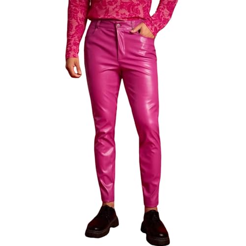 Bauzuoyo Lederhose Herren Schwarz Sexy Latex Hose für Männer Punk Stretch Lässige Motorrad Hosen Wetlook Skinny Bikerhose in Latex Leder Lack Optik...