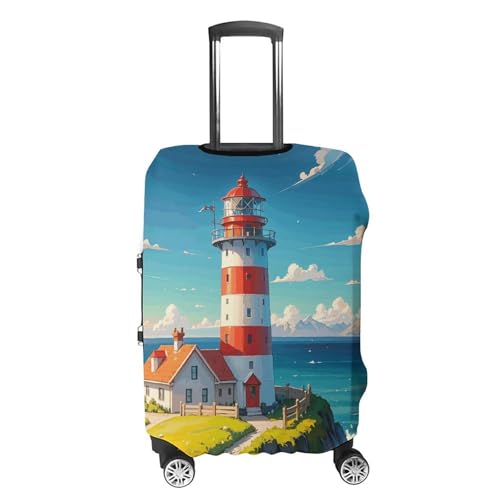 Lighthouse Diamond Paint Suitcase Covers Luggage Protector - Travel Elastic Baggage Case Protective, Washable Anti-scratch Large Suit Case Cover for Suitcases Fits 19-32 Inch Luggages S4