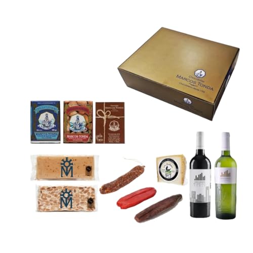 Chocolates Marcos Tonda - Lote Vins | Chocolates Originales Para Regalar Y Queso Cuña | Caja De Chocolates Para Regalar Y Vino Tinto | Longaniza Y Chocolate Regalo