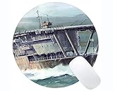 Gaming Round Mouse Pad,Japanese Aircraft Carrier Akagi Large Gaming Mat