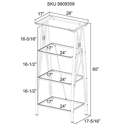 Realspace HM-2500 ® Vista 60"H 4-Shelf Glass/Metal Bookcase thumb #2