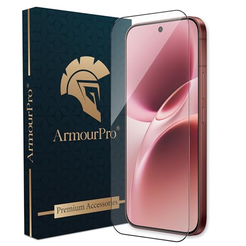 Image of ArmourPro Tempered Glass for Vivo V70 Elite - 9H Screen Protector with Black Border, Anti Scratch, Edge-to-Edge Coverage, HD Clarity, Smooth Touch, Case Friendly | Black