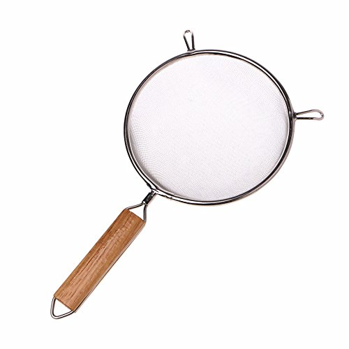BIRD WORKS Stainless Steel Double Mesh Strainer Colander Sieve Sifter Wooden Handle 5 Size Strainers Cooking Tools kitchen Accessories F20 Type 20