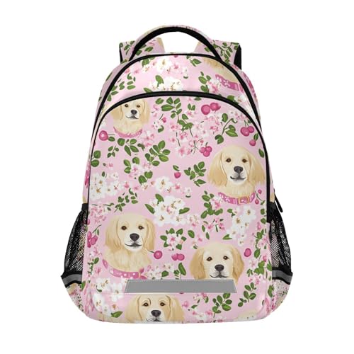 Glaphy Golden Retrievers Dog Cherry Fruits Backpack for Boys Girls