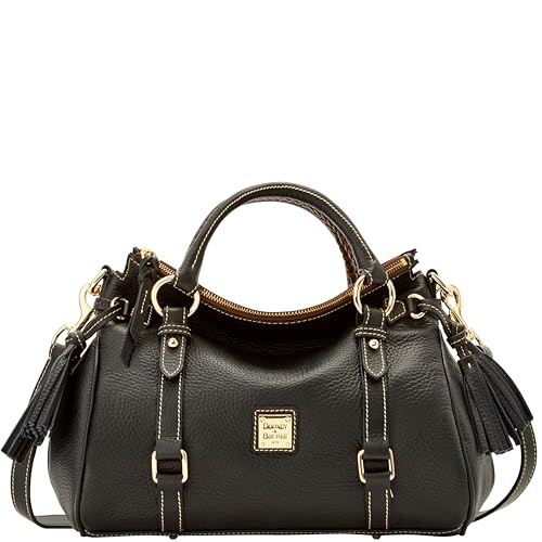 Dooney & Bourke Satchel Bags for Women, Pebble Grain Leather Satchel Handbag with Adjustable Shoulder Strap - Black