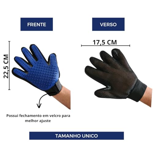 Luva Escova Tira Pelos Pets Cães e Gatos Nano Magnética Remove Pelos Soltos Pente Cerdas Macias Mass
