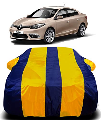 Image of Car Cover Compatible for Renault Fluence Waterproof Car Cover with Ultra Surface Body Protection (Yellow Stripes) (Renault Fluence)