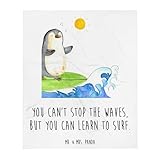 Mr. und Mrs. Panda Kuscheldecke Pinguin Surfer - Geschenk, Bettdecke, Hawaii, Urlaub, Portugal, Sofadecke, Surfen, Optimistisch, Motiviert, Winterdecke, Tagesdecke, Decke