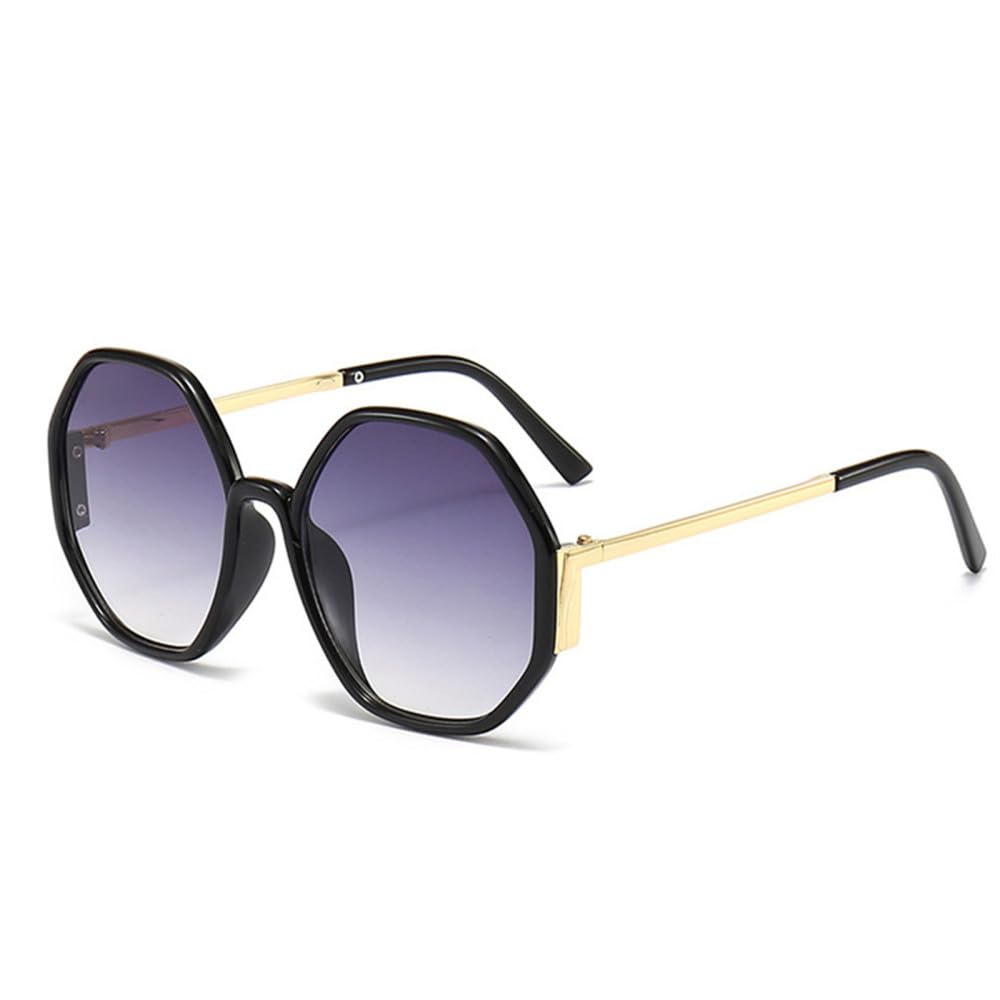 JRLLFD Women's Round Sunglasses Retro Gradient Metal