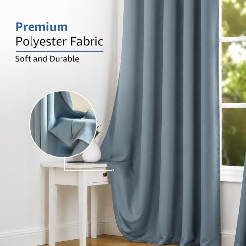 Image of Amazon Brand - Solimo Polyester 100% Blackout Plain Window Curtains|100% Blackout Window Curtains| 8 Feet |Set of 2| Plain Design |Blackout| for Living Room Kids Room and Bedroom | Color- Denim Blue