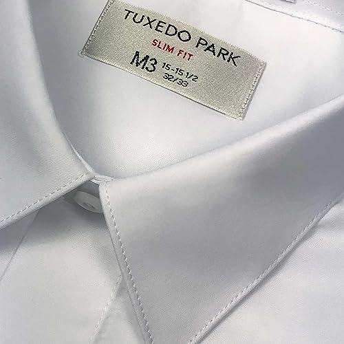Tux Park Men's Slim Fit Microfiber Tuxedo Shirt in White Black and Ivory3