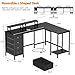 Korfile 59 inch L Shaped Computer Desk with Power Outlets, Home Office Desk with 4 Adjustable Storage Drawers & 2 Monitor Stands, Two Person Gaming Table for Bedroom, Black