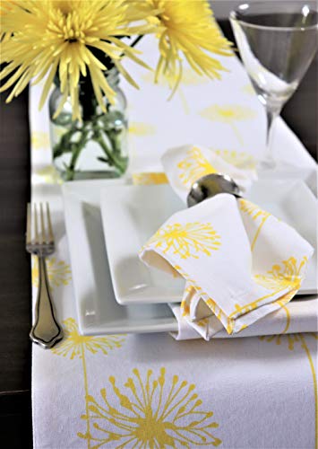 Crabtree Collection Yellow Dandelion Cotton Cloth Napkins Yellow Dandelion (Set of 4)