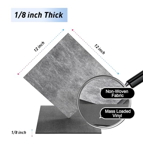 【Soundproofing PRO】Pacote com 12 almofadas à prova de som de vinil carregadas em massa de 1/20.3 cm