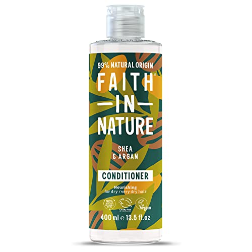 Faith In Nature Natural Shea & Argan Conditioner, Moisturising for Curly Hair & Dry Scalp, Vegan & Cruelty Free, No SLS, Silicones or Parabens, 400ml