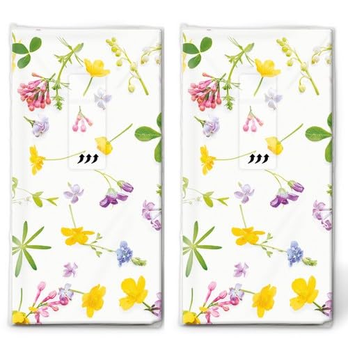 20 pañuelos individuales de flores de colores dispersos primavera. 2 paquetes de 10 pañuelos de papel individuales impresos como regalo.
