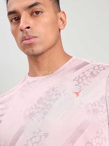 Image of TECHNOSPORT Men Polyester Regular Fit Half Sleeve Jacquard T-Shirt with Double Cool, Quick Dry & Anti Microbial for Sports, Running & Casual Use
