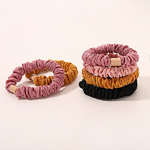 Image of Silk Hair Ties Scrunchies - Small Mini Scrunchy for Women Thick Hair Accessories Cute Soft No Slip Hair Elastics Ponytail Holder for Curly Hair No Damage Hairties Gift for Girls