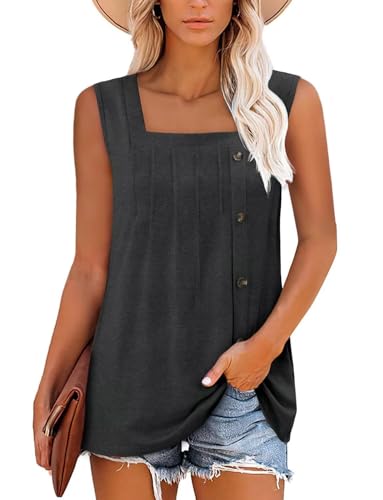 KISSMODA Womens Boho Tops for Summer Sleeveless Tanks Loose Fit Casual Blouse Daily Shirts for Leggings (S-3XL)