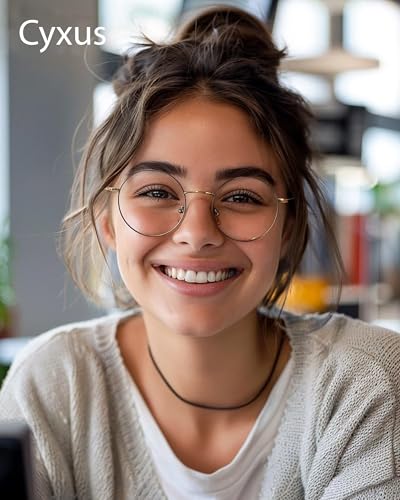 Image of Cyxus Blue Light Blocking Glasses Round Metal Frame Computer Glasses | Blue light blocking glasses featuring round metal frame, comfortable fit and versatile use for work, study and entertainment