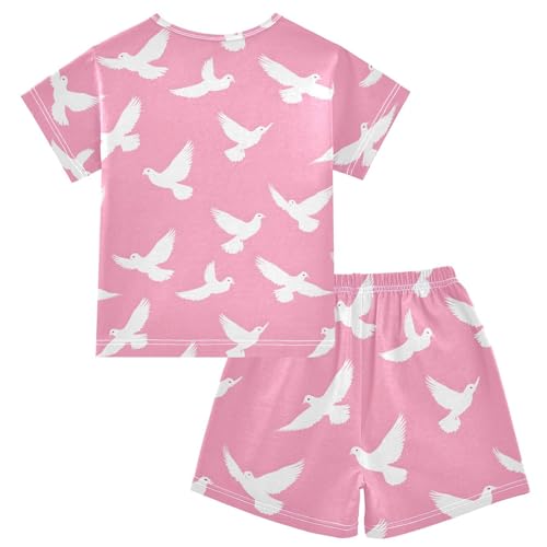 White Dove Pajama Set, Short Sleeve Cotton Sleepwear Nightwear2