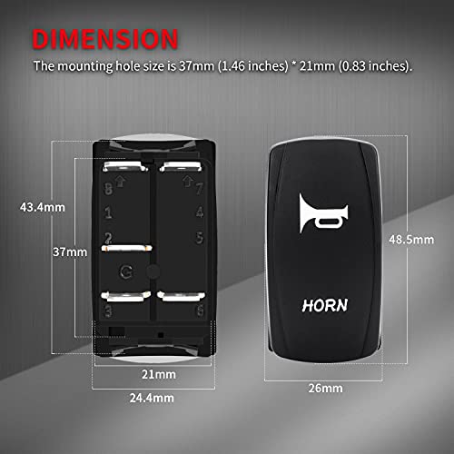 DaierTek 12V Horn Button Momentary Rocker Switch Blue LED 12 Volt Ranger Auto Train ATV UTV RZR Boat Marine Toggle Switch Waterproof