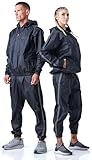 Elite Sports Sauna Suit for Weight Loss Men & Women Boxing MMA Wrestlers Gym Sweat Hoodie Sauna Suits Wrap Full Body Workout (Black, X-Large)
