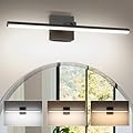 BrkNit 24 Inch LED Bathroom Vanity Light (3000K/4000K/6000K, Dimmable), Black Modern Bathroom Light Fixture Over Mirror, Vanity Light Bar for Bathroom with Angle Adjustable