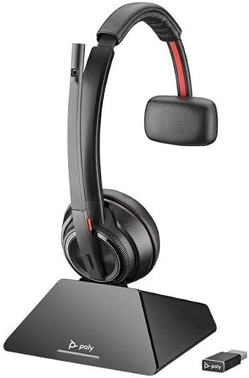Plantronics - Savi 8210 Office - Wireless DECT Single-Ear Mono Headset - Noise Canceling Mic - Connects to Deskphone/PC/Mac - Works with Teams Certified, Zoom & more
