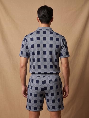 Image of Men's Printed Zip Polo Neck T-Shirt with Half Short Pant Co-ord Set Fabric, Stylish Printed Design, Comfortable Regular Fit