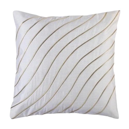 Image of Aesthetic Decorative Polyester Throw Pillow Cover for Sofa & Living Room | 16x16 Inches | White