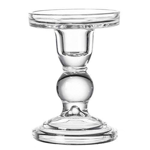 Teensery Glass Candle Holder Clear Pillar Candle Stand Candlestick for Home Wedding Party Decoration Height 35