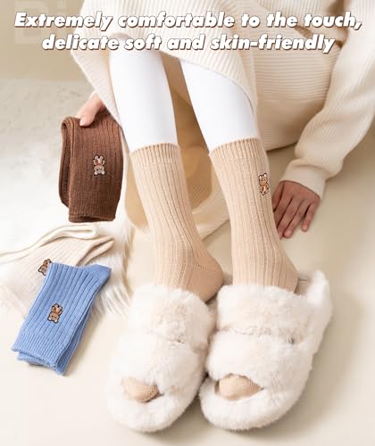 Image of IIG Cute Warm Wool Socks for Women Super Cozy Thick Crew Winter Socks Gifts, 5 Pairs