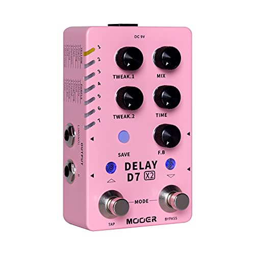 Mooer D7 X2 Delay 14 Different Types Delay Authentic Vintage And Modern Delay Effects From Classic Analog, Tape Delays, Experimental Low-Bit Delay, Galaxy Delay And Pingpong Delay #TOP1