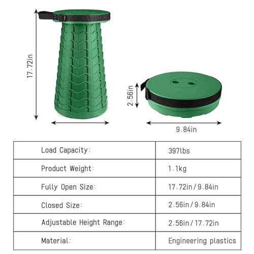 Image of Portable & Lightweight Foldable Camping Chair for Adults, Heavy Duty Folding Stool with Adjustable Shoulder Strap, Perfect for Picnic, Beach, Backyard, and Sporting Events, Max Weight 400lbs