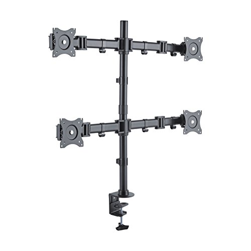 PureMounts OFFICE-04 Soporte de Escritorio para 4 monitores 33-69 cm (13-27'), inclinable: -45 ° a 45 °, Giratorio: 180 °, Giratorio: 360 °, VESA 100x100, Negro