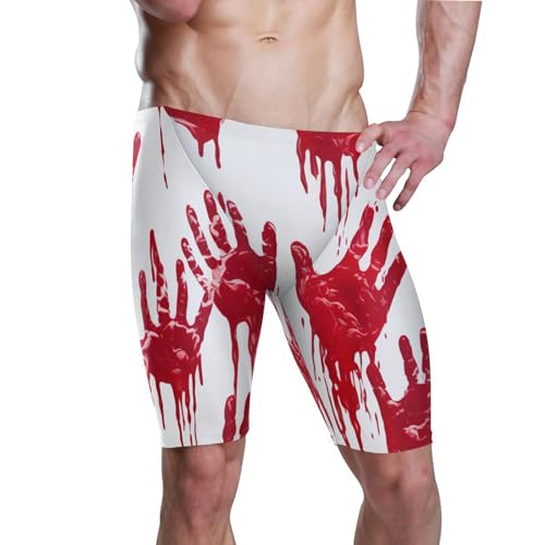 UMIRIKO Halloween Bloody Handprint Mens Swim Jammers Swimsuit XL B0401436