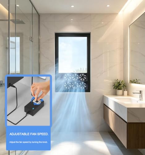 Image of Vertical Windows Exhaust Fan for Sliding Windows, Ultra-quiet Window Fan, 20~24in Adjustable Hight Variable Speed Vent Fan, Using for Home Attic Kitchen Buthroom Garage Ventilation