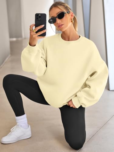 Image of EFAN Womens Oversized Sweatshirt Crewneck Sweater Casual Fall Outfits 2026 | Fleece Lined Stretchy Hoodies Basic Comfort Clothes Loose Maternity Workout Gym Lounge Wear Winter Airport Fashion