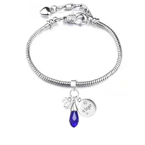 NARTGO Teardrop Birthstone 12 Constellation Charms for Women Horoscope Zodiac Sign Birthday Beads Compatible with Pandora Bracelets & Necklaces3