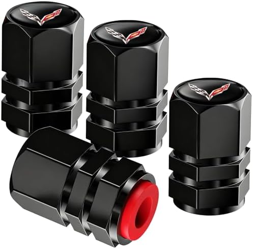 Valve Stem Caps, 4 Piece Aluminum Alloy Car Tire Valve Caps, Black