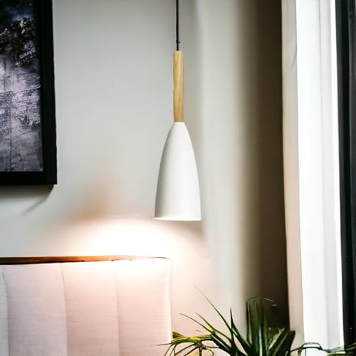 Image of GreyWings Modern Cone White Aluminium Hanging Pendant Light Cord, Antique Decor,Bulb not Included, Pack of 2