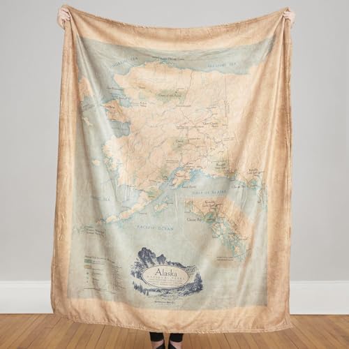 Alaska National Parks Map Plush Blanket