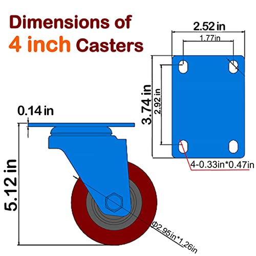 Abslimus J03S-01A-125-521 4 Inch Heavy Duty Casters Load 2400Lbs thumb #1