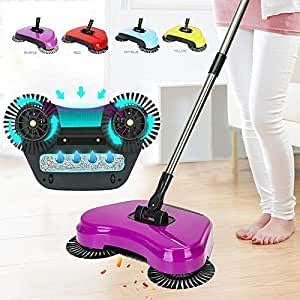Automatic Hand Push Sweeper Mop Sweep Broom Dustpan Combination Rotating Brush Spin Hand Push Broom Sweeper Dust Collector Floor Surface Cleaning Mop.